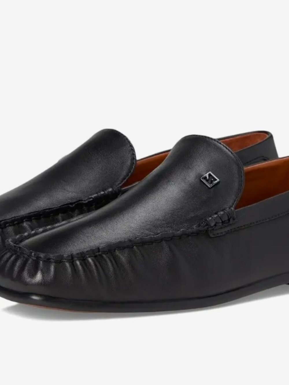 Sarto Soft Black Leather Pleated Detail Loafer Square Toe Women's Size 8.5 NEW